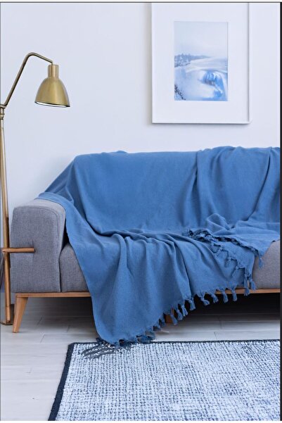 Koza Mix towel MAVİ KOLTUK ÖRTÜSÜ BALIK SIRTI DESEN 180*210