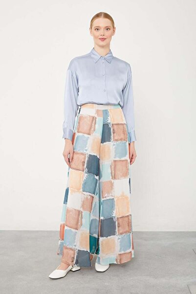 Levidor Mint Green - Square Patterned Wide Leg Trousers