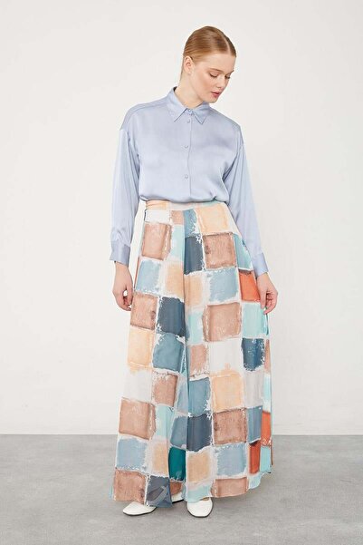 Levidor Mint Green - Square Patterned Wide Leg Trousers