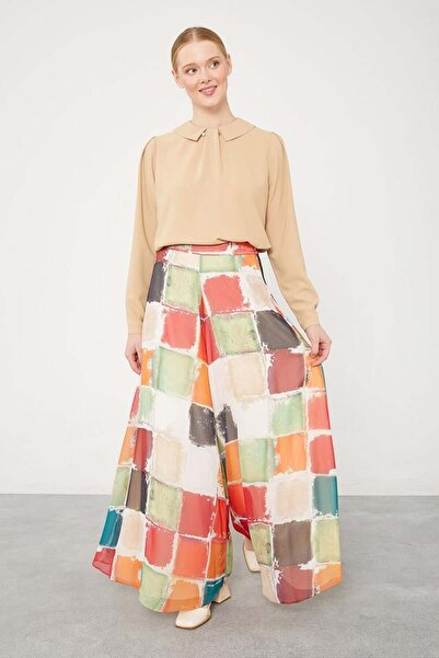 Levidor Green Square Pattern Wide Leg Trousers