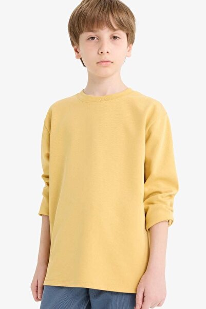 DeFacto Boys' Crew Neck Basic Plain Long Sleeve School T-Shirt (25 Au)