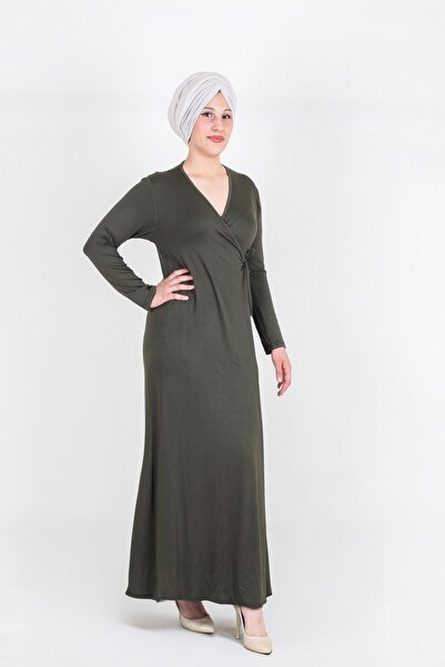 Nisrina Collection Manolya Bağlamalı Pamuklu Penye Namaz Elbisesi