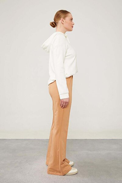 Levidor Camel Colored Wide Leg and Elastic Waist Sports Trousers