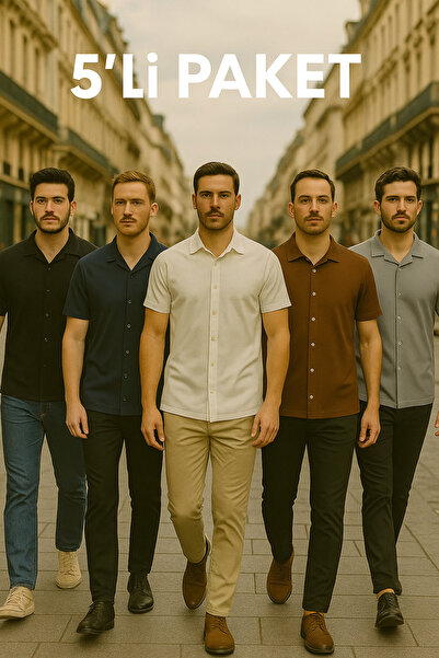 DAMGA JEANS Ανδρικό καλοκαιρινό κοντομάνικο πουκάμισο 5 Pack