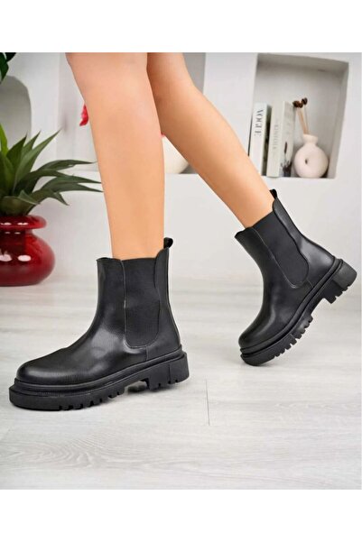 Saks Gardrop Αδιάβροχες ραμμένες μπότες και μποτάκια με χοντρή σόλα χωρίς κορδόνια - Ελαστικό στο πλάι