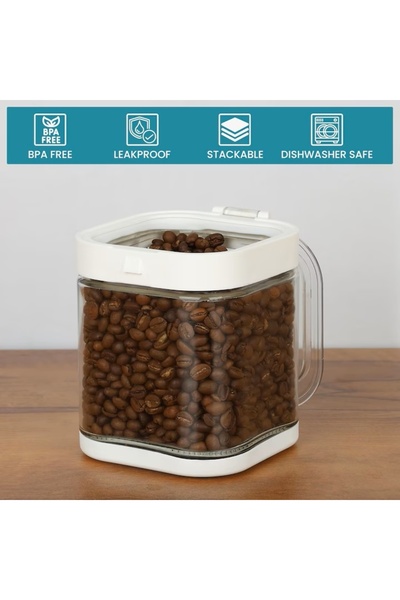 Belle Vous Set of 3 food containers, with airtight closure, 900 ml, glass, 10.5 x 10.5 x 12.5 cm, Transparent