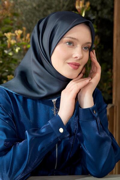 Levidor Navy Blue Double Sided Twill Silk Scarf