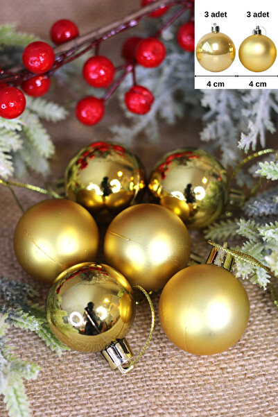 Patladı Gitti Yılbaşı Ağaç Süsü 4 cm Altın Top  6lı