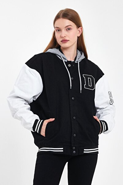 DAMGA JEANS سترة نسائية من قماش الدنيم بغطاء للرأس كبيرة الحجم من JeanComfort