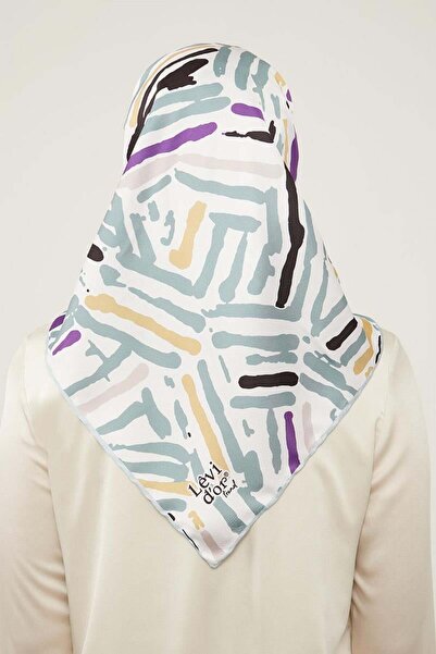 Levidor Su Yeşili Fırça Desen Twill Eşarp