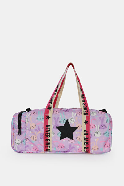 ICONE BAG Star Printed and Rabbit Patterned Girl's Sports Bag - Zipper Detailed