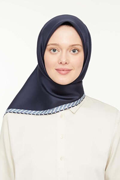 Levidor Μεταξωτό μαντήλι με ρίγες σε μπλε ναυτικό χρώμα