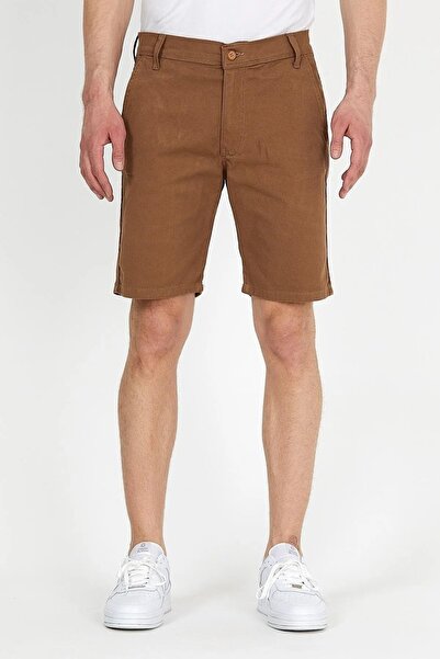 DAMGA JEANS Slim Fit Likralı Şort Camel