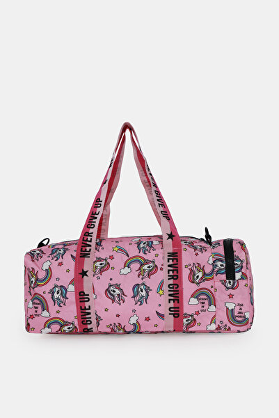 ICONE BAG Girl's Unicorn Printed Sports Bag, Children's Sports Bag with Zipper Detail
