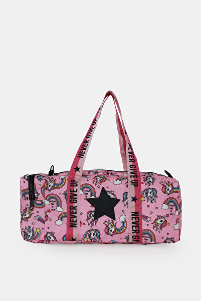 ICONE BAG Girl's Unicorn Printed Sports Bag, Children's Sports Bag with Zipper Detail