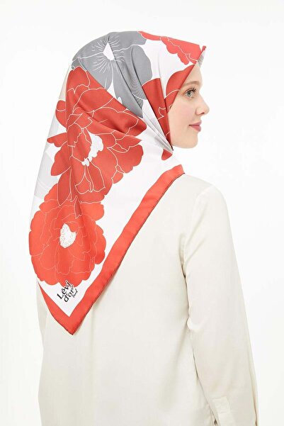 Levidor Red Flower Printed Trend Twill Scarf
