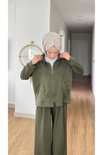 Mihran Butik Emily Modal Fabric Zippered Dress with Double Bottom Top Set