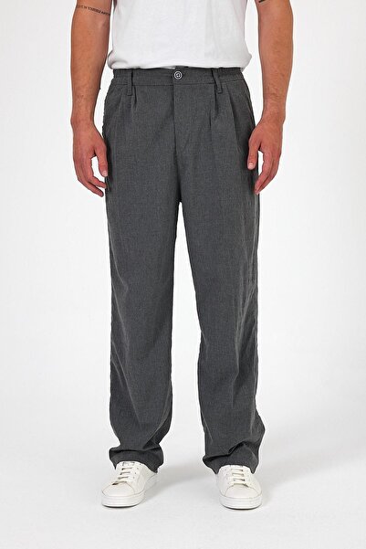 DAMGA JEANS Ψηλόμεσο γκρι ελαστικό oversize φαρδύ παντελόνι - Ανδρικό