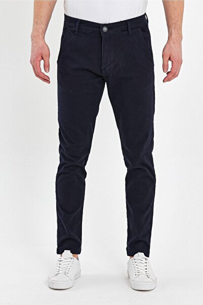 DAMGA JEANS بنطال تشينو كلاسيكي باللون الأزرق الداكن للرجال - للاستخدام المدر...