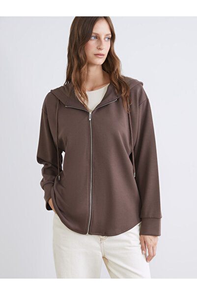 LC Waikiki Γυναικείο φούτερ με φερμουάρ Peak New Season με κουκούλα oversized