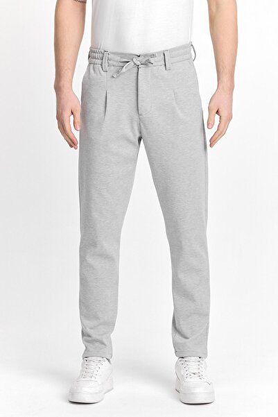 DAMGA JEANS Ανδρικό άνετο ελαστικό φαρδύ κλασικό γκρι παντελόνι