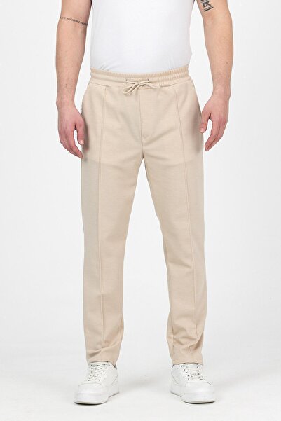 DAMGA JEANS Pantaloni clasici bej cu dungi pentru bărbați