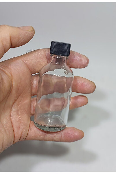 Durucam 3Pcs Clear Glass Shot Bottle Leak-Proof with Black Seal Lid Fragrance Ornament Multi-Purpose Bottle 50ml