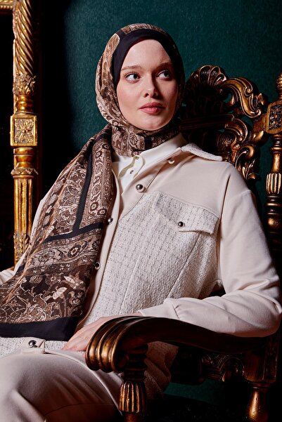 Levidor Bitter Brown Motif Pattern Royal Shawl