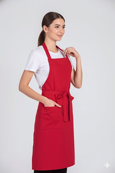 Vatan Tekstil مريلة مطبخ للنساء بتصميم عنق معلق للباريستا والطهاة مقاس 60×85 سم