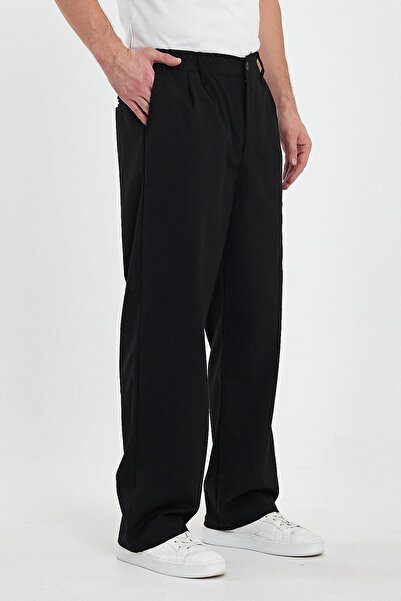 DAMGA JEANS Men's Oversize Stretchy Wide Leg Black Baggy Pants