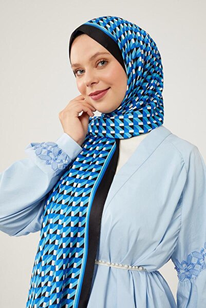 Levidor Three Size Navy Blue Patterned Angel Shawl