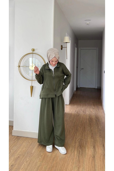 Mihran Butik Emily Modal Fabric Zippered Dress with Double Bottom Top Set