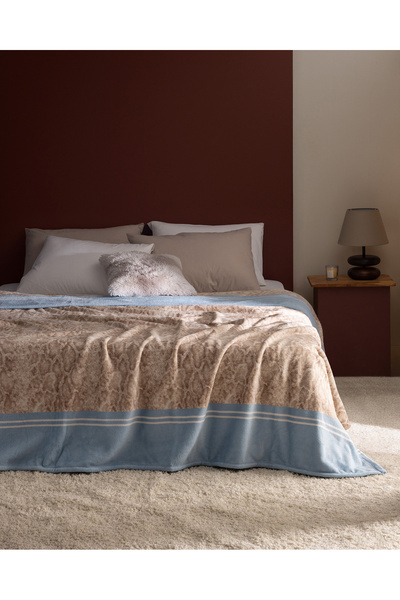 Madame Coco Serpent Doppelte Welsoft Polar Bedruckte Decke - Beige/Blau