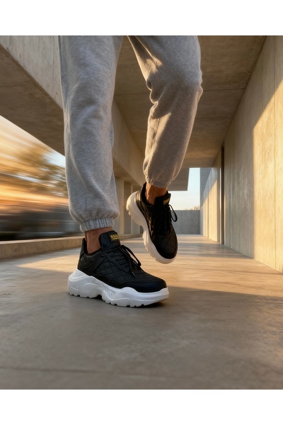 Knack Ежедневни обувки с висока подметка N75, ватирани, черни (с бяла подметка)