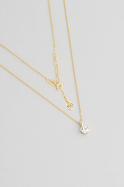 So CHIC... Çiçek Taşlı 18 Ayar Sarı Altın Kaplama 45 Cm Gümüş Kolye