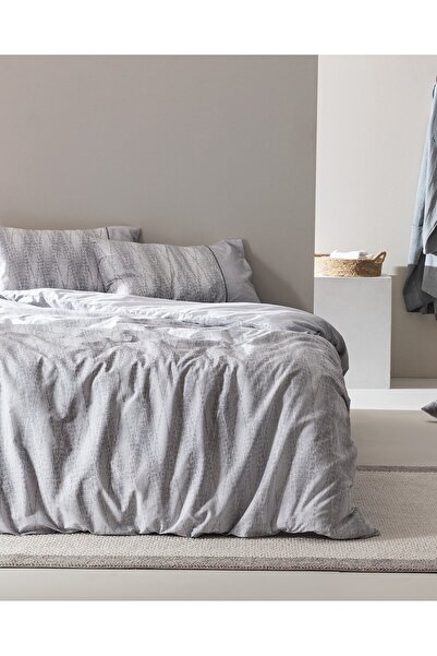 Madame Coco Agate Einzelbettbezug-Set, 100 % Baumwolle, Madame Coco Crep, bedruckt, Grau