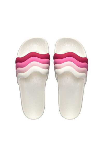 Superga 1908 Slides Curly Padded Stripes Kadın Beyaz Terlik