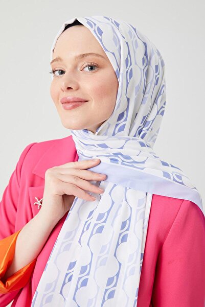 FİVESCARF A.Lila Round Pattern Violet Medina Silk Shawl