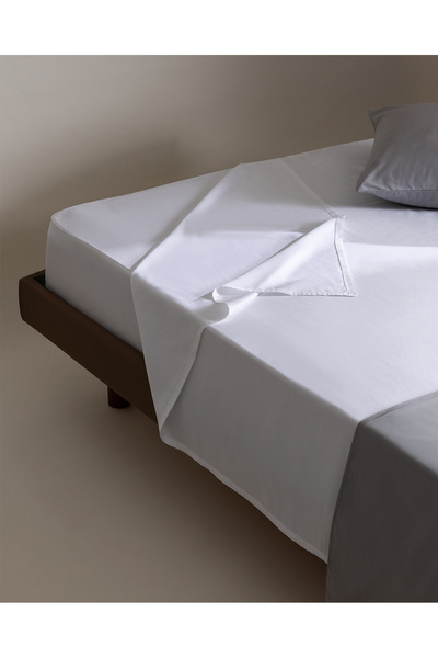 Madame Coco Σεντόνια Sibyla Μονό 100% Βαμβακερό Σατέν Επίπεδο - Λευκό