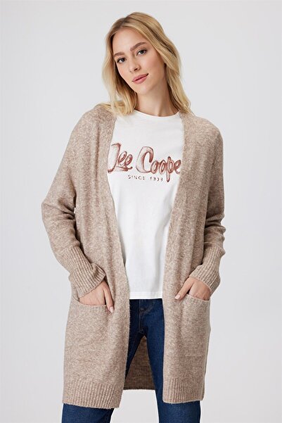 Lee Cooper Gloria women's long sleeve cardigan beige