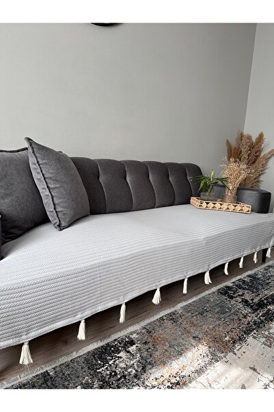 Doğa Husa de scaun model shawl gri deschis 100x230 |   bumbac 100% din material subțire , Anti-alunecare, Textil de casă decorativ