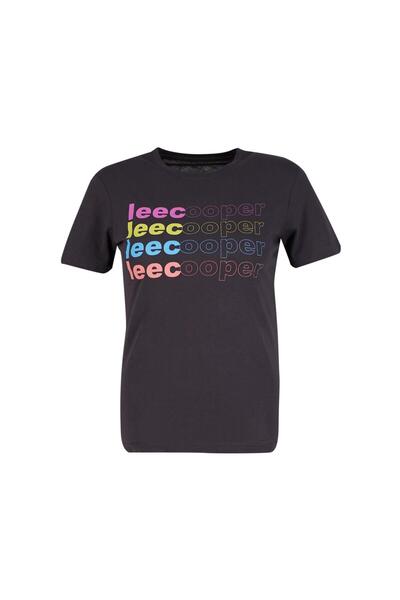 Lee Cooper Γυναικείο μπλουζάκι Bery από 100% βαμβάκι με λαιμόκοψη ανθρακί