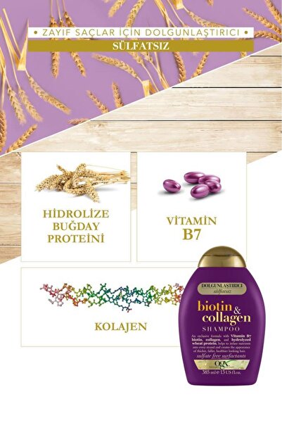 OGX Biotin Kolajen Sülfatsız Şampuan 385 ml + Neutrogena Deep Clean Makyaj Temizleme Mendili