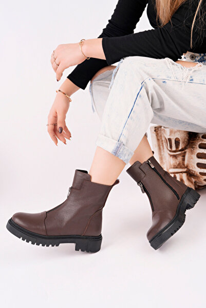 Deripabuc Genuine Leather Brown Women's Leather Boots Dp70-2613