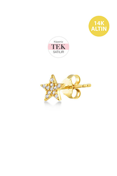 KURSHUNI Stella, 14 Ayar Altın Küpe (TEK Satılır)