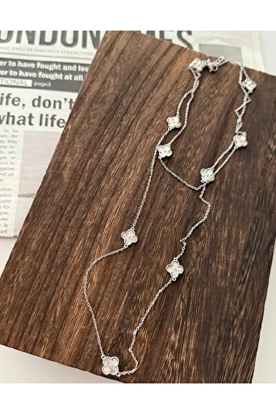 Merlina Jewelry ÇELİK YONCA KOLYE UZUN BOY