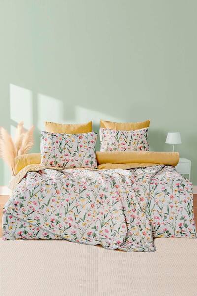 Riva Bougainvillea Double Duvet Cover Pique Set - 7 Piece Dowry Set