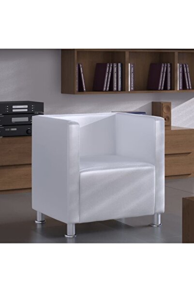 vidaxl Cube Armchair White Faux Leather