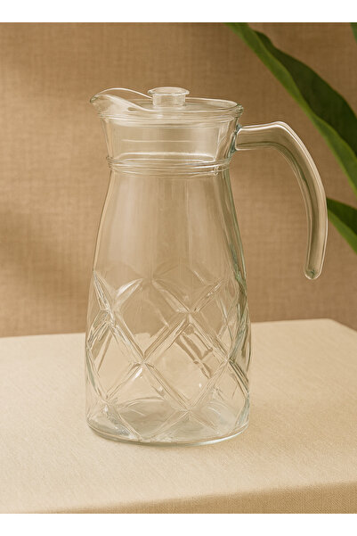 ALQANNAS Premium 1800ml glass juice jug with lid | Stylish and durable design, easy to pour