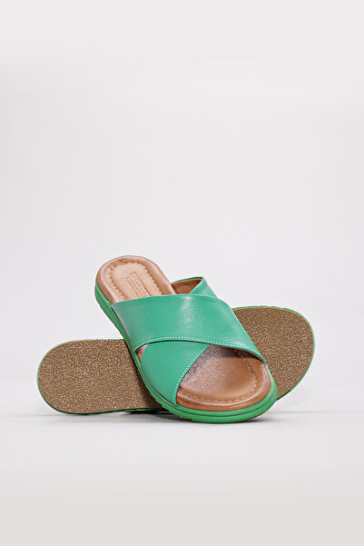 FAST STEP Genuine Leather Women's Slippers - Plain Design 657ZA2444